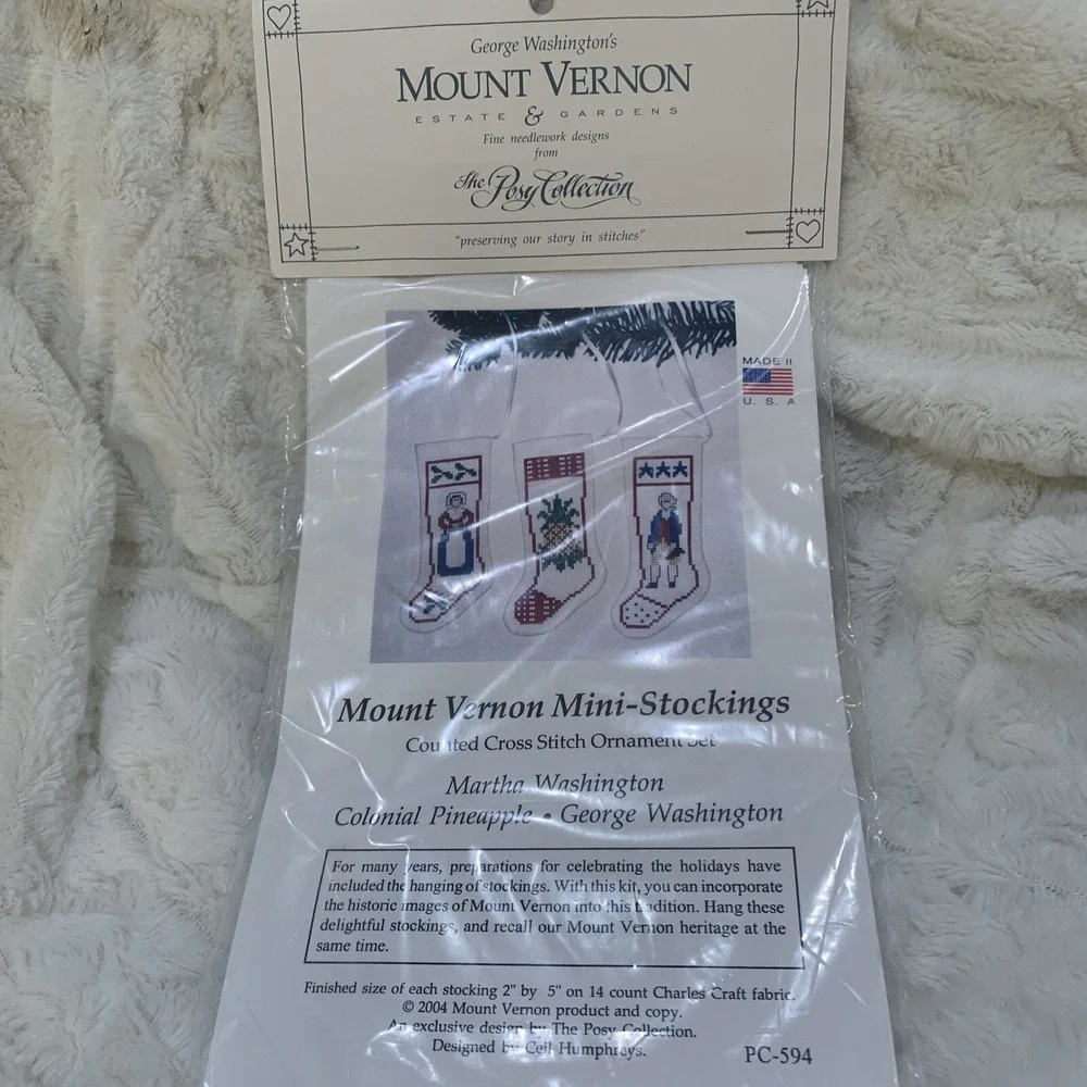 Posy Collection George Washington Mount Vernon Mini Stocking PC 594 Cross Stitch